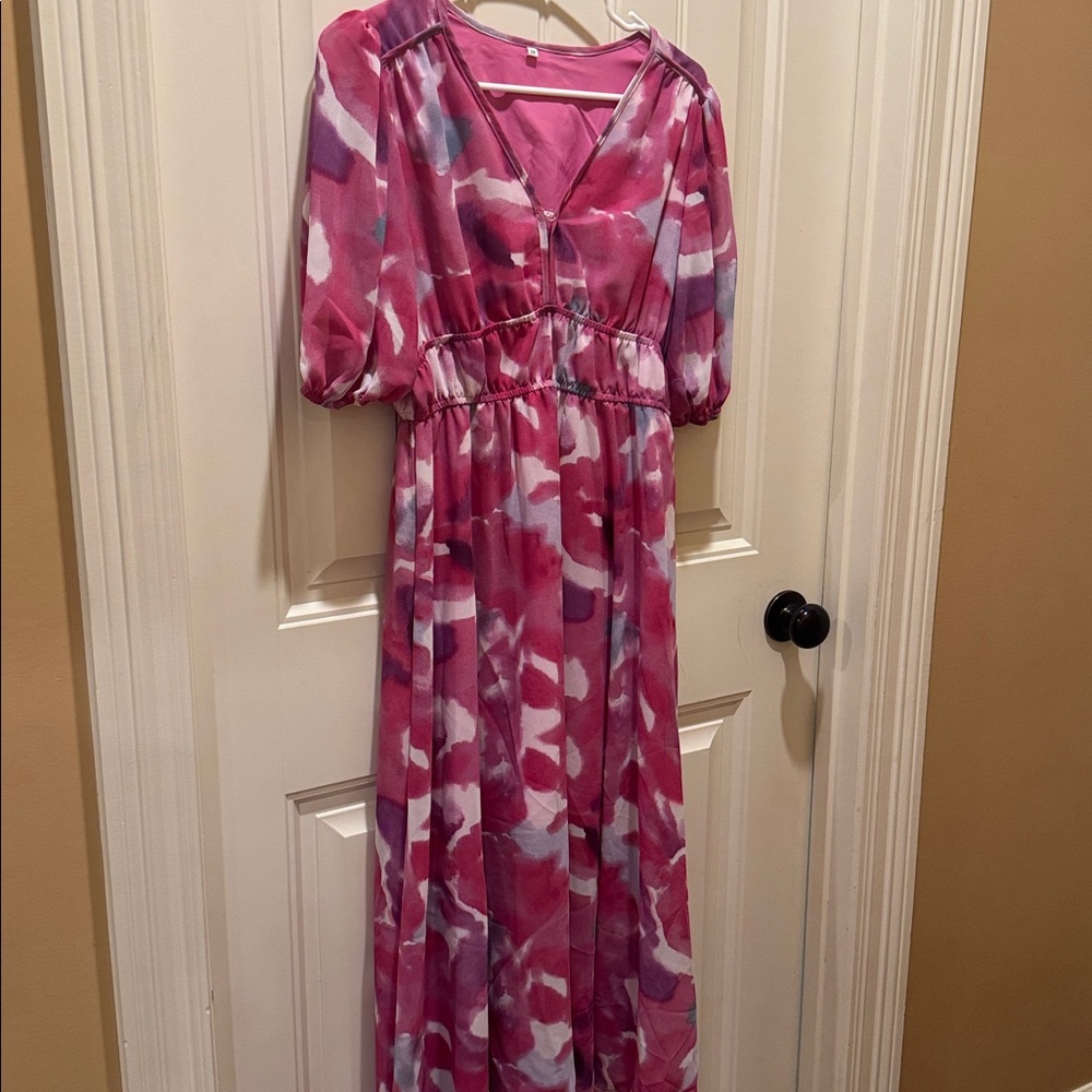 Pink and Purple Floral Maxi Dress